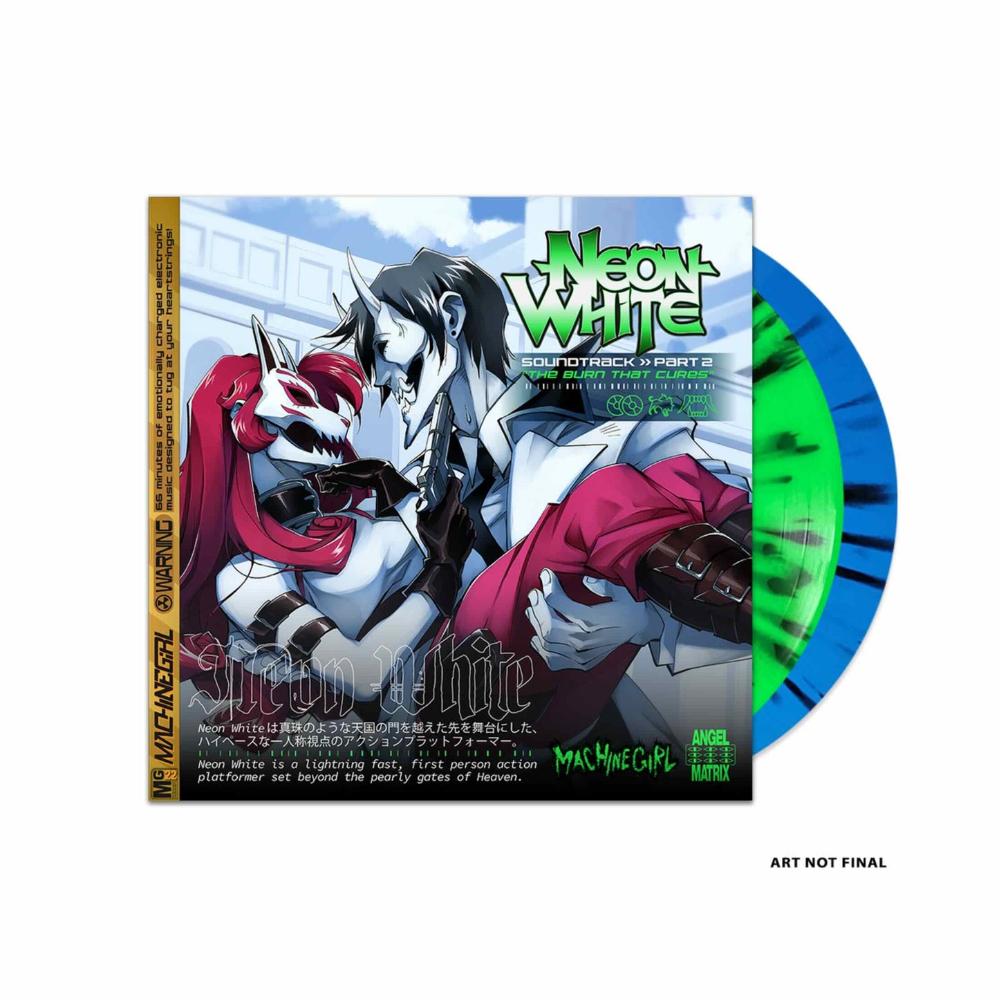 MACHINE GIRL Neon White Soundtrack Part 2 The Burn That Cures 2xLP ( Green Blue Splatter Vinyl)